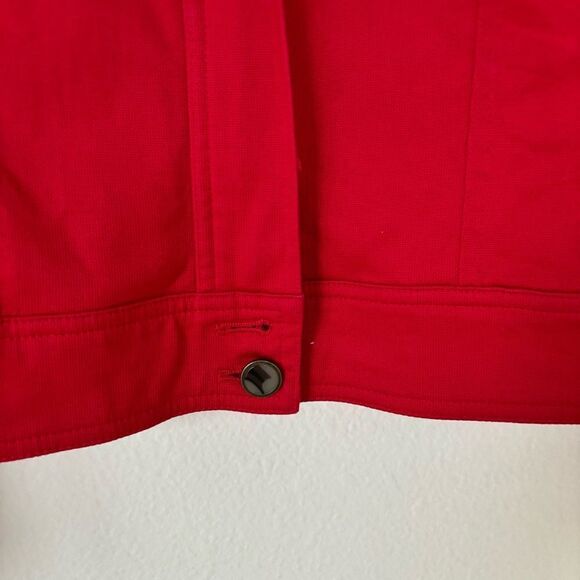 Red Jean jacket women’s medium petite blazer coat Relativity‎ Moto - Picture 5 of 9